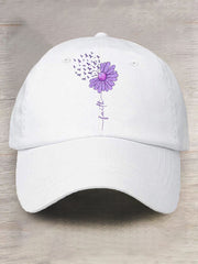 Unisex Purple Ribbon Sunflower Faith #ENDALZ Alzheimer's Awareness Support Hat