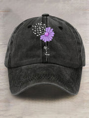 Unisex Purple Ribbon Sunflower Faith #ENDALZ Alzheimer's Awareness Support Hat