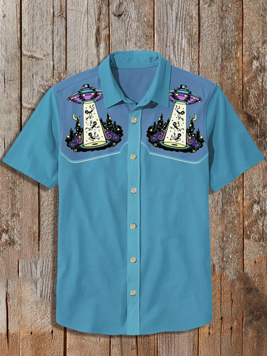 Men's Vintage Western Short Sleeve Shirt