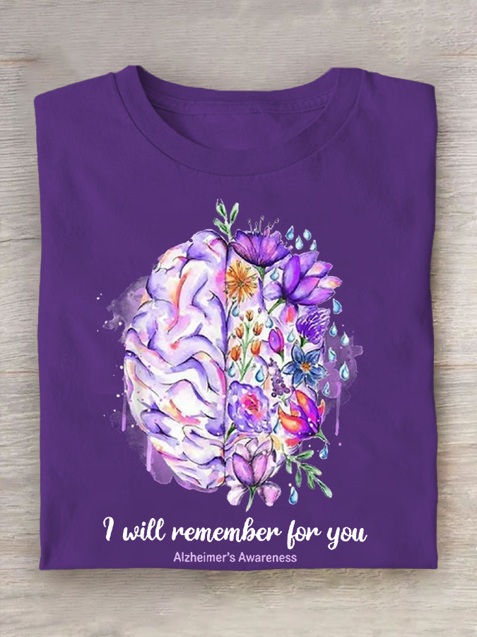 Women's I Will Remember For You Alzheimer's Awareness Support Tee