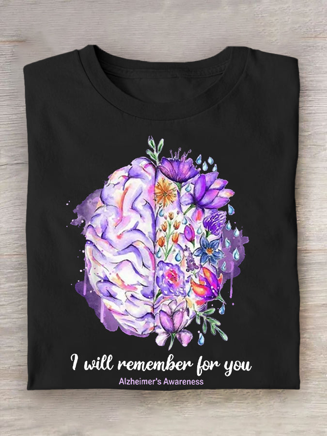 Women's I Will Remember For You Alzheimer's Awareness Support Tee