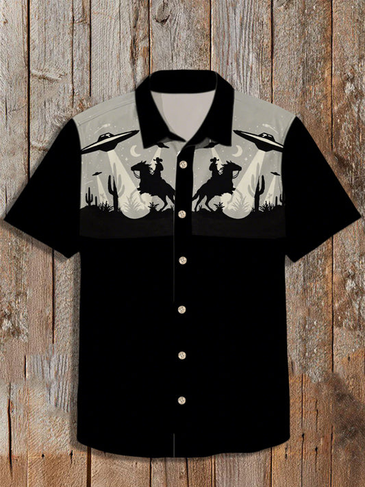 Men's Vintage Western Short Sleeve Shirt