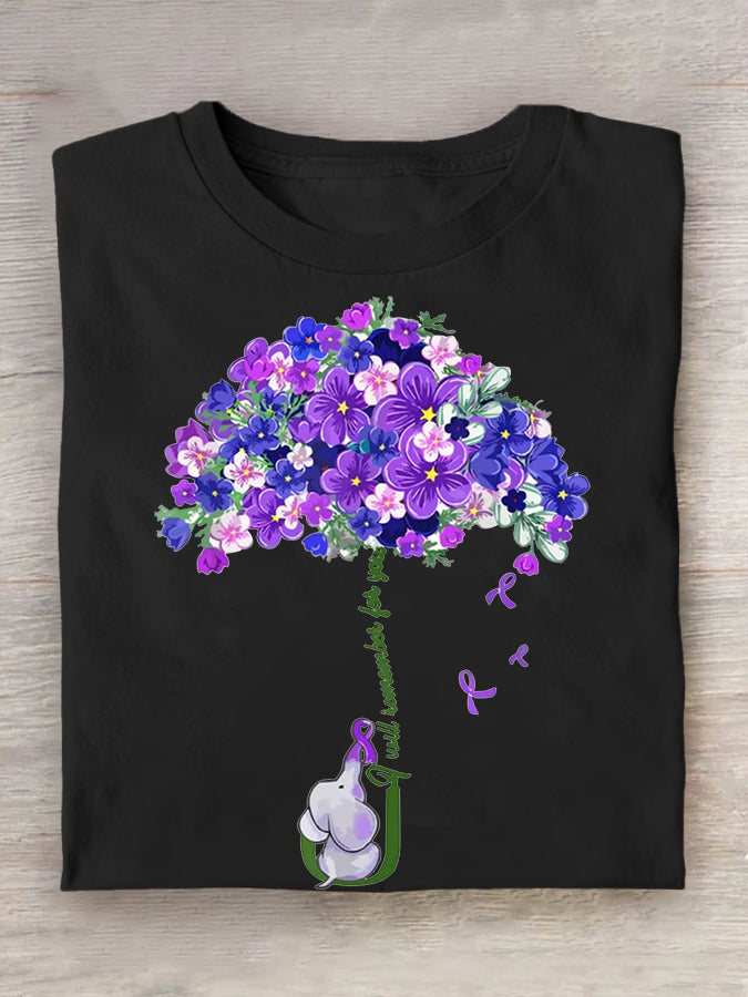 Women's Forget-Me-Not I Will Remember For You Alzheimer's Awareness Support Tee