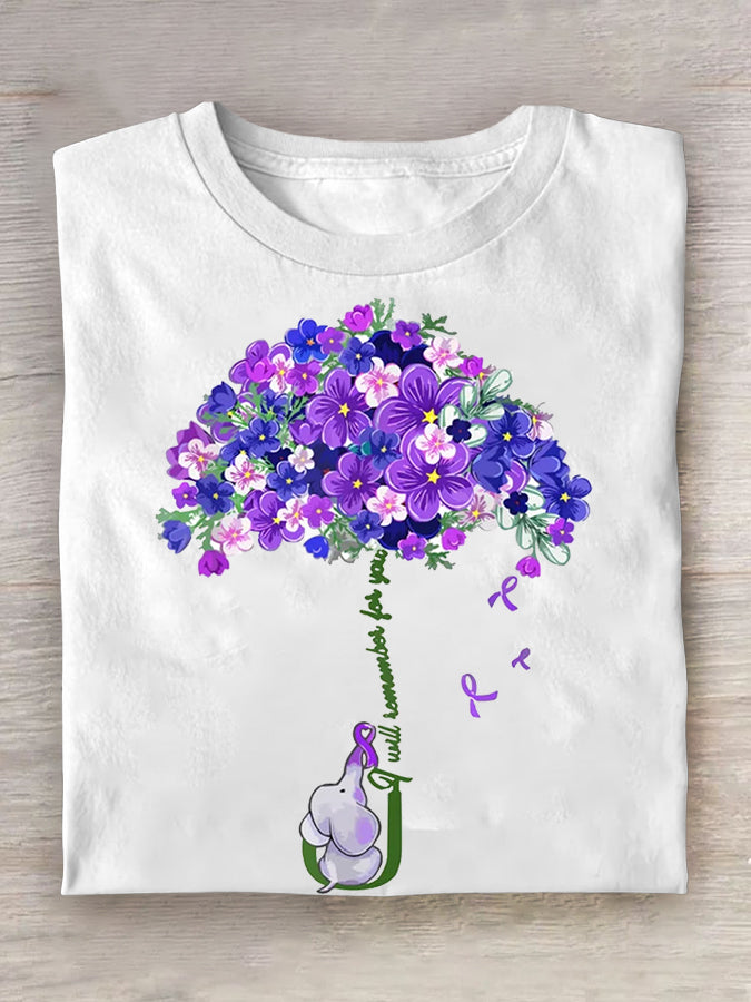 Women's Forget-Me-Not I Will Remember For You Alzheimer's Awareness Support Tee