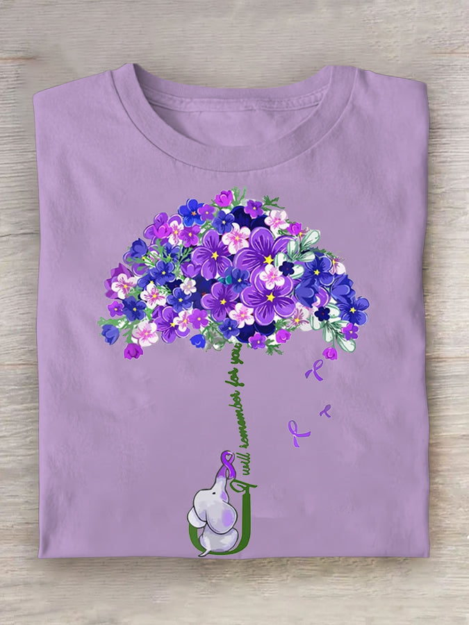 Women's Forget-Me-Not I Will Remember For You Alzheimer's Awareness Support Tee