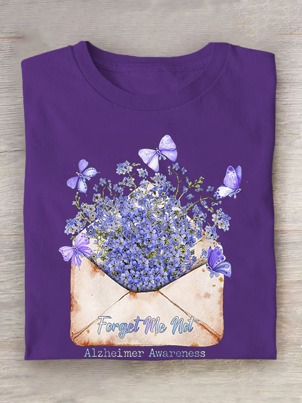 Women's Forget Me Not Alzheimer's Awareness Support Tee