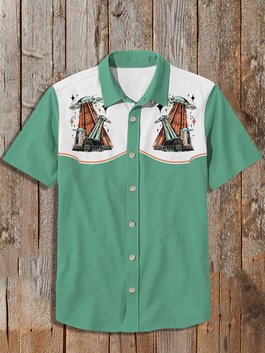 Men's Vintage Western Short Sleeve Shirt