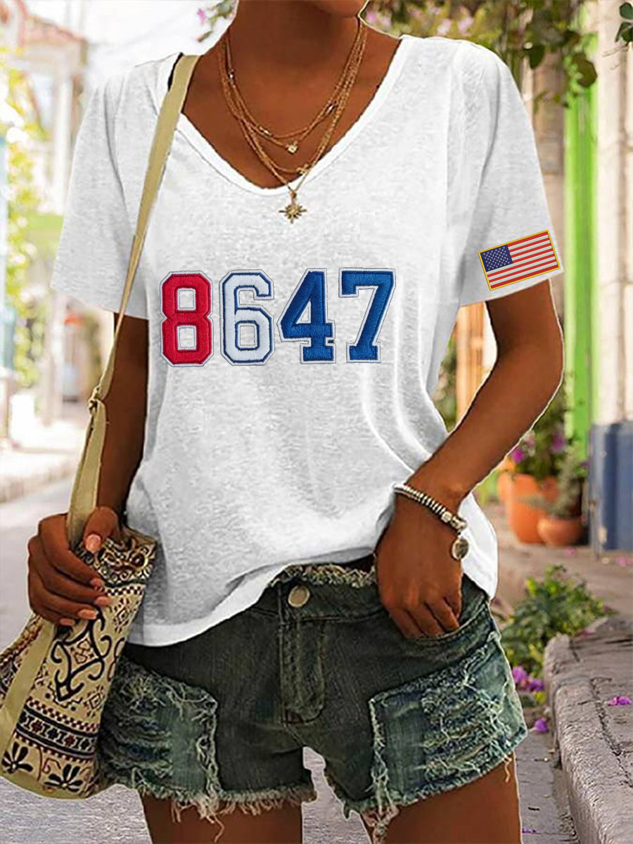 Women's 8647 Flag Print T-Shirt