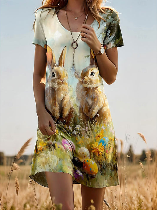 Women's Easter Bunny Printed Dress