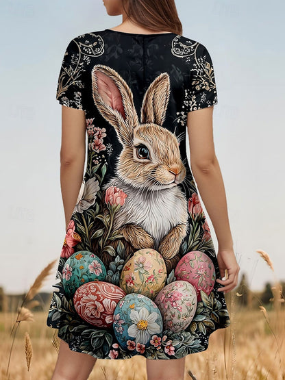 Women's Easter Bunny Printed Dress