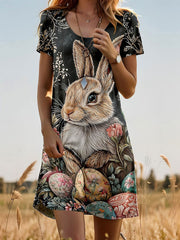 Women's Easter Bunny Printed Dress