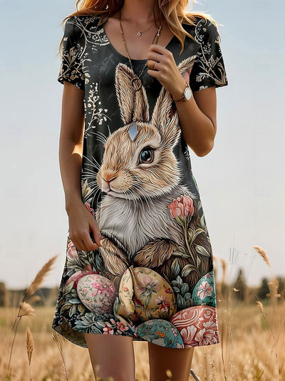 Women's Easter Bunny Printed Dress