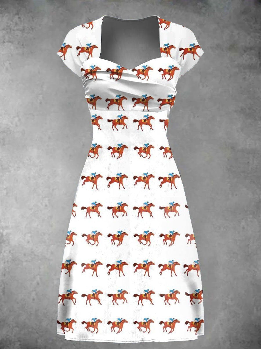 Women's Derby Horse Art Print Dress