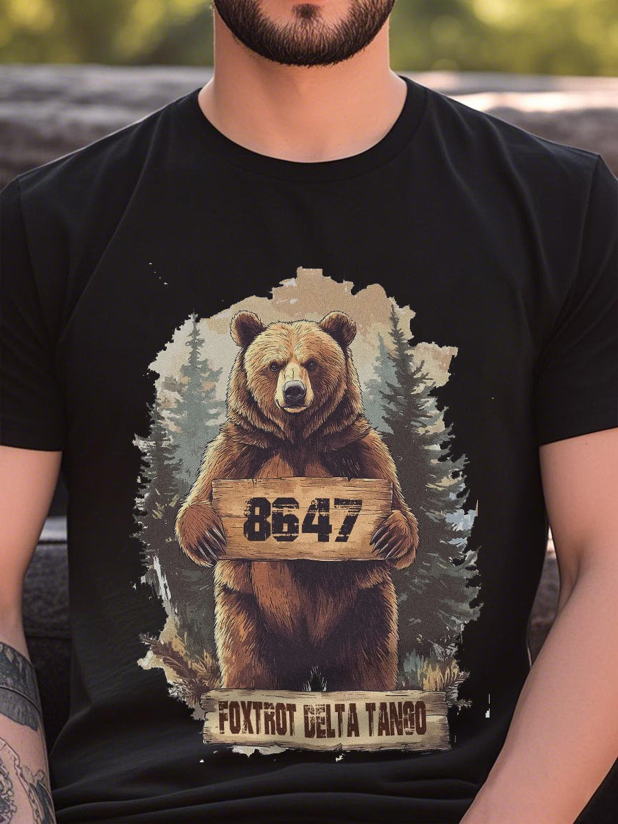 Men's 8647 bear print T-shirt