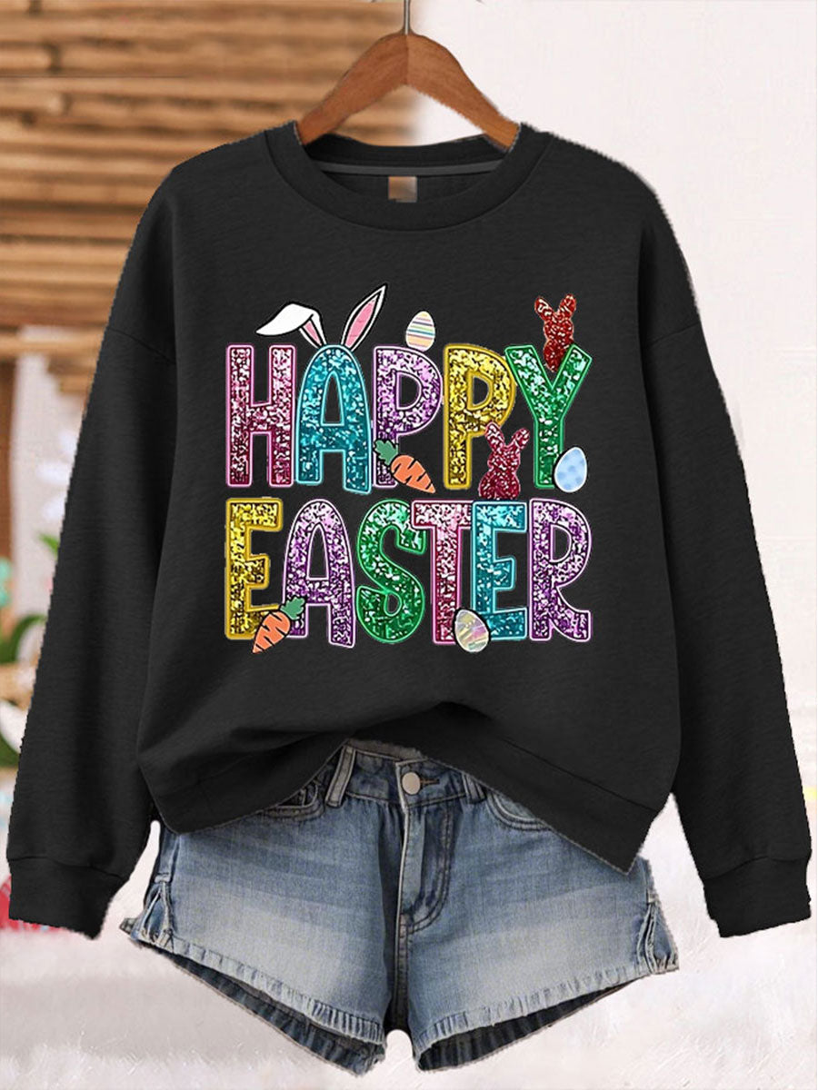 Women's Easter Shiny Printed Sweatshirt