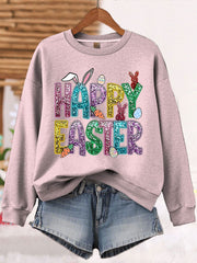 Women's Easter Shiny Printed Sweatshirt