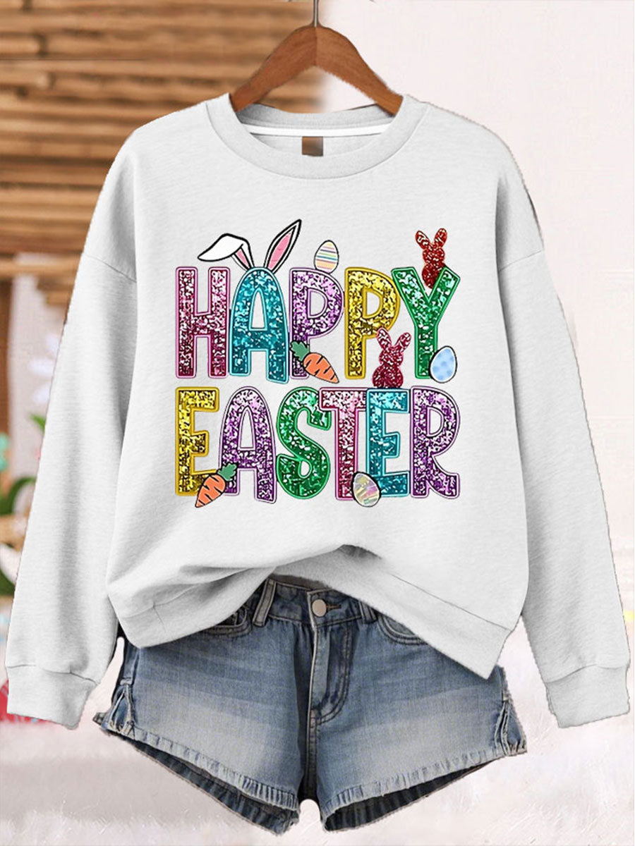 Women's Easter Shiny Printed Sweatshirt