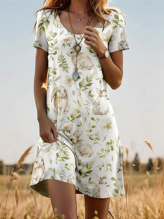 Women's Easter Bunny Printed Dress