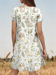 Women's Easter Bunny Printed Dress