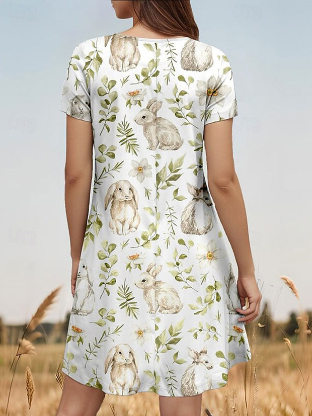 Women's Easter Bunny Printed Dress