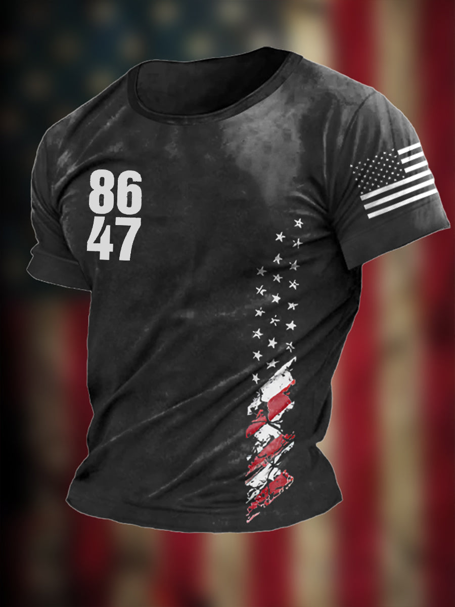 Men's 8647 Flag Print T-Shirt