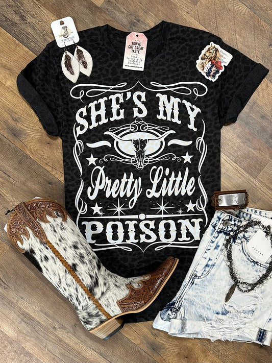 Women's Leopard She’s My Pretty Little Poison Printed T-shirt