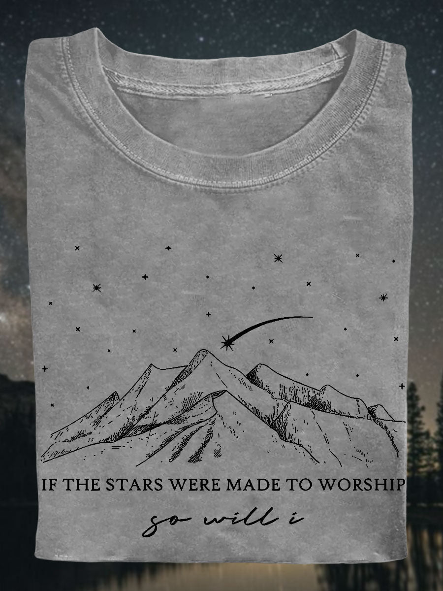 Women's Faith If The Stars Were Made To Worship So Will I Printed T-shirt