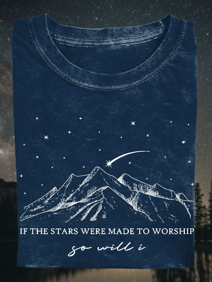 Women's Faith If The Stars Were Made To Worship So Will I Printed T-shirt