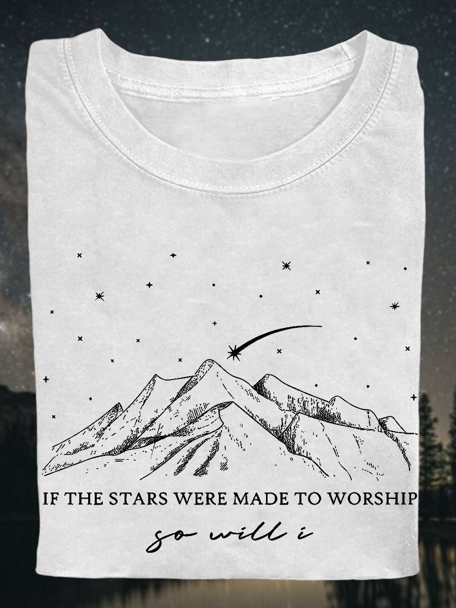 Women's Faith If The Stars Were Made To Worship So Will I Printed T-shirt