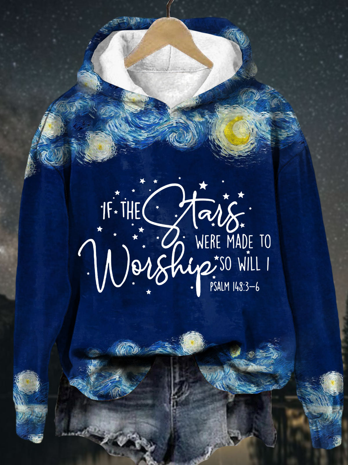 Women's Faith If The Stars Were Made To Worship So Will I Printed Hoddie