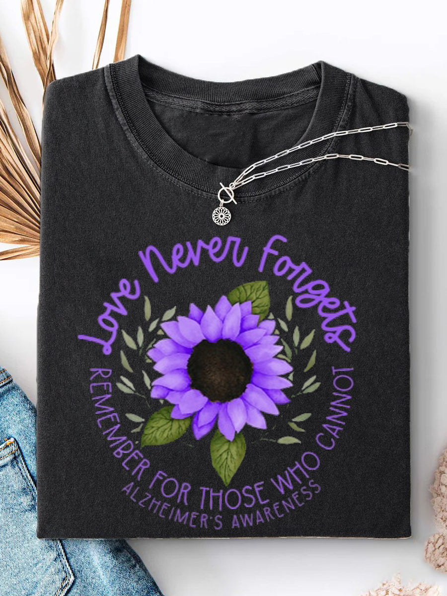 Unisex Alzheimer Awareness Purple Sunflower Tee