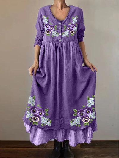 Women's Purple Forget Me Not Print Alzheimer's Awareness Dress