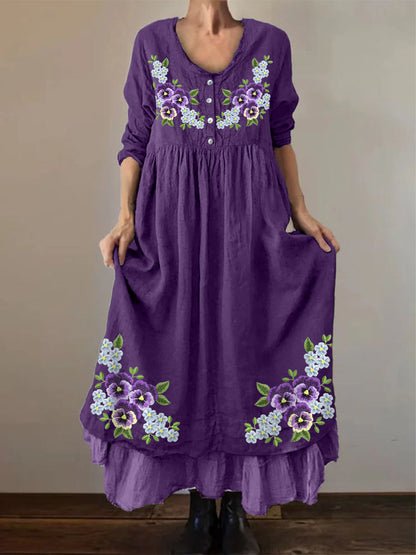 Women's Purple Forget Me Not Print Alzheimer's Awareness Dress