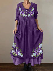 Women's Purple Forget Me Not Print Alzheimer's Awareness Dress