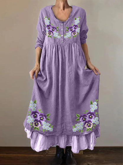 Women's Purple Forget Me Not Print Alzheimer's Awareness Dress