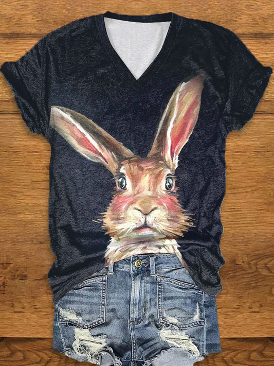 Women's Easter Bunny Print T-Shirt