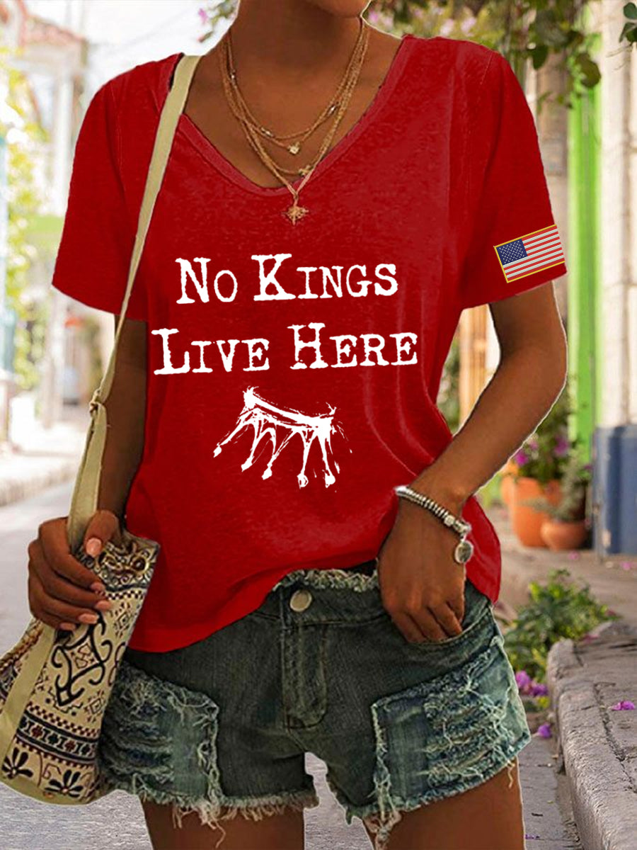 Women's 'No Kings Live Here' Print T-Shirt