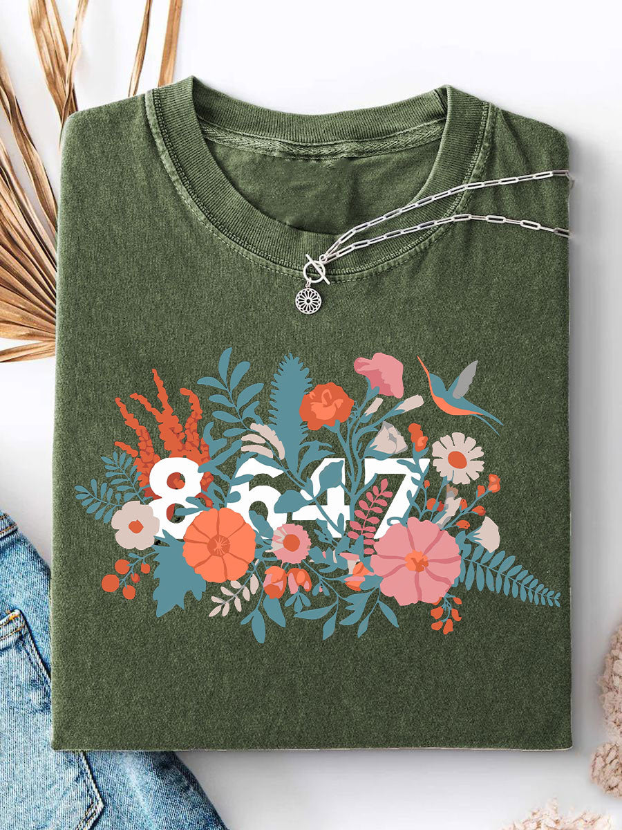 Women's 8647 Floral Print Casual T-shirt