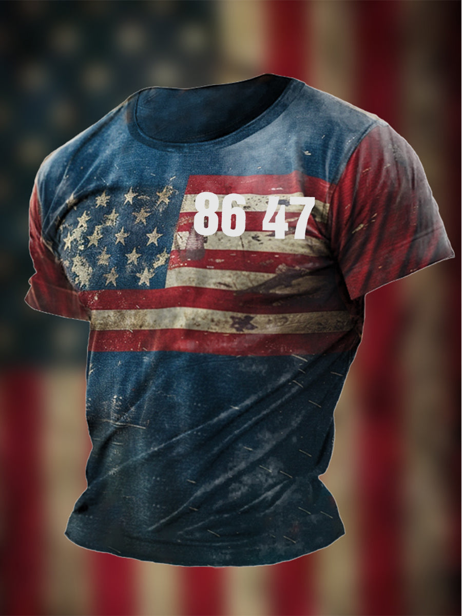 Men's 8647 Flag Print T-Shirt