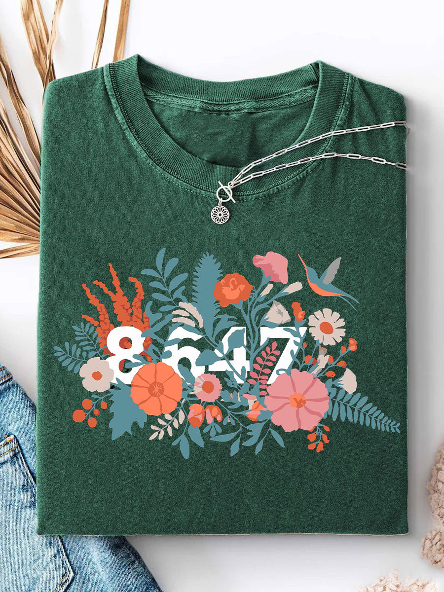 Women's 8647 Floral Print Casual T-shirt