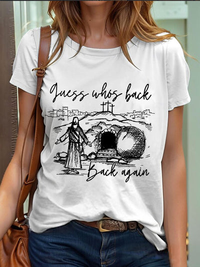 Women's Funny Easter Guess Who's Back Printed T-shirt