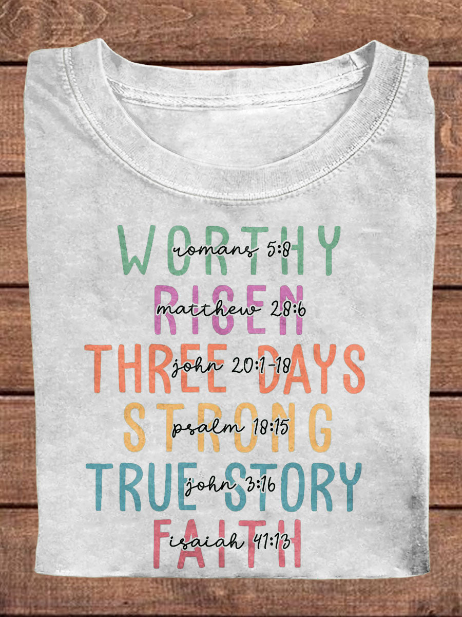 Women's Easter Faith A True Stroy Printed T-shirt