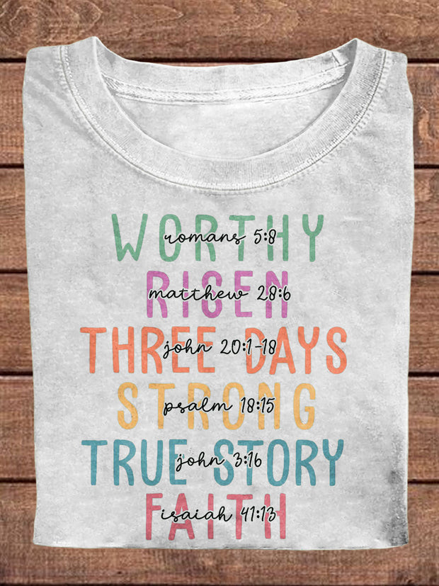 Women's Easter Faith A True Stroy Printed T-shirt