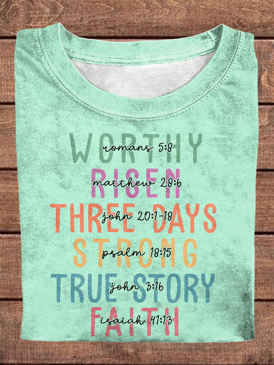 Women's Easter Faith A True Stroy Printed T-shirt