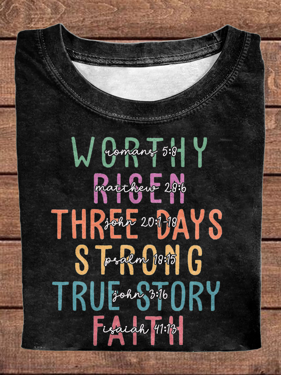 Women's Easter Faith A True Stroy Printed T-shirt