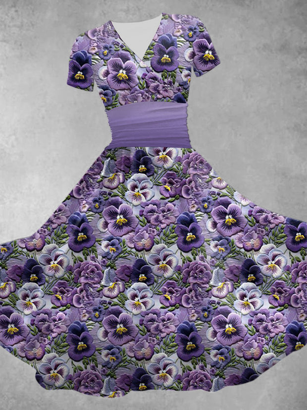 Women's Purple Floral Print Casual Dress