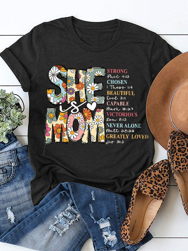 Women's Mother's Day She Is Mom Printed T-shirt