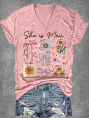 Women's Mother's Day She Is Mom Printed T-shirt