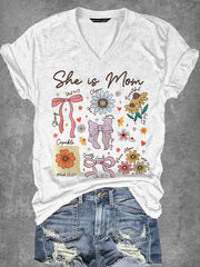 Women's Mother's Day She Is Mom Printed T-shirt