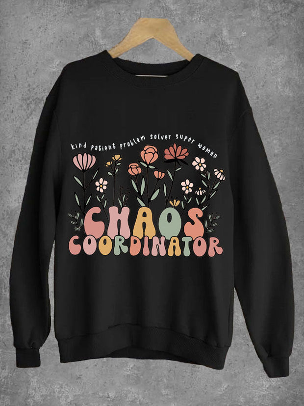 Women's Mother's Chaos Coordinator Bruh Mom Printed Sweatshirt